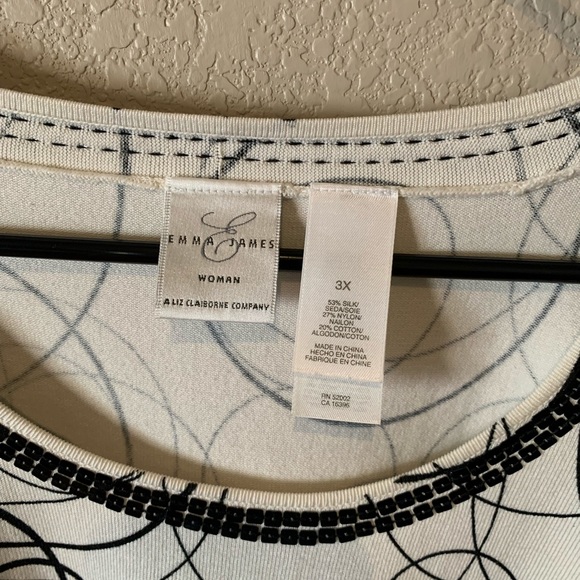 Emma James black and white blouse size 3x - Picture 7 of 10